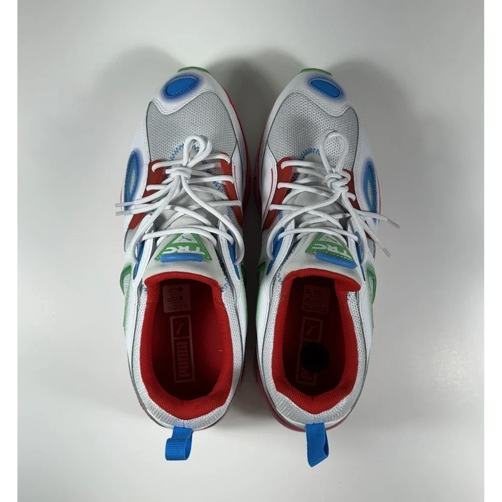 PUMA TRC Blaze Neon Sneakers Shoes White‎ Multicolor Mens Sz 8.5 *NEW* 386783-01